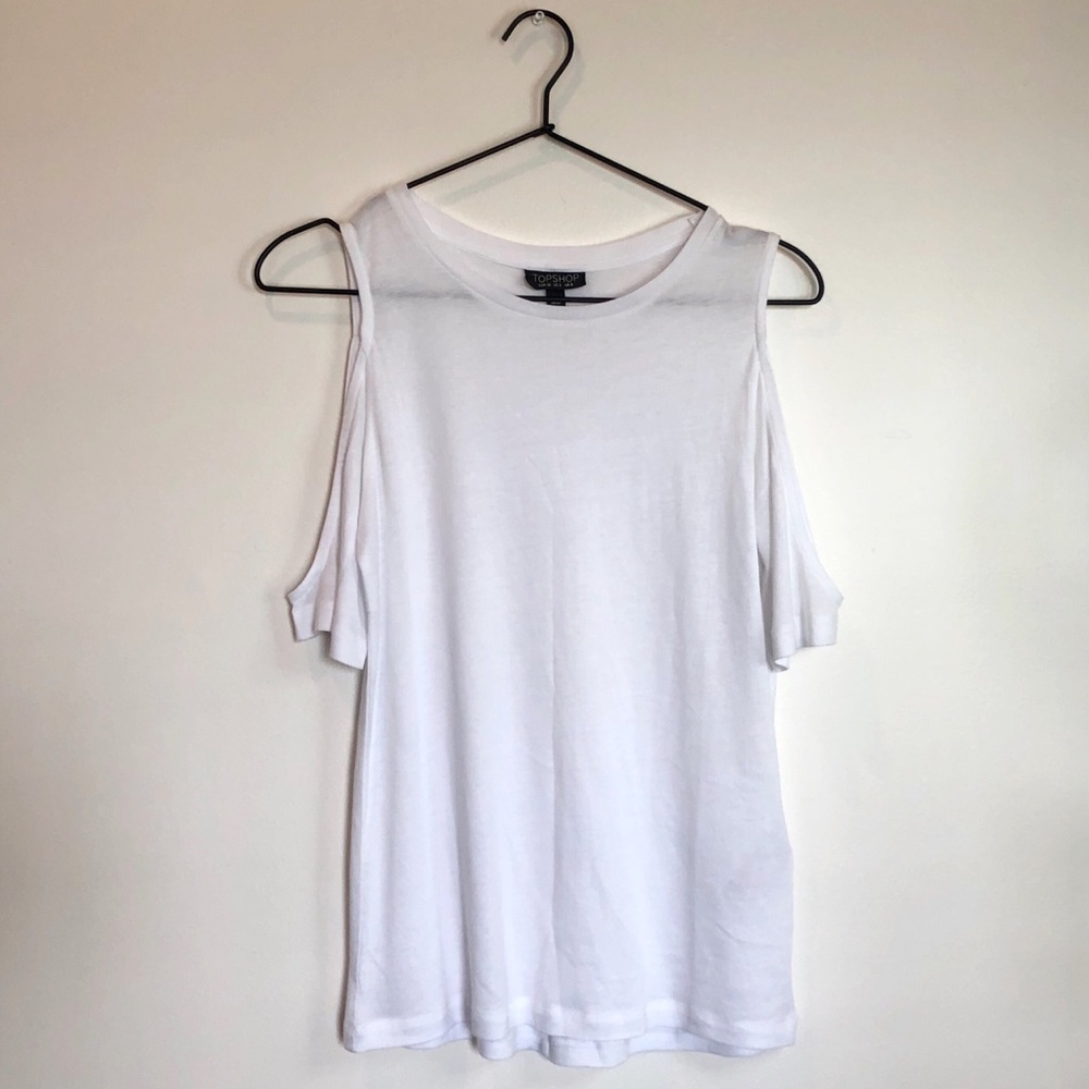 Topshop | White Basic Cold Shoulder Top - image 3